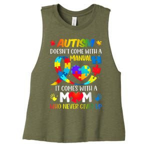 Autism Mom Doesn't Come With A Manual Wo Autism Awareness Women's Racerback Cropped Tank