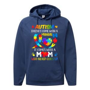 Autism Mom Doesn't Come With A Manual Wo Autism Awareness Performance Fleece Hoodie