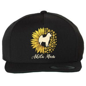 Akita Mom Dog Mom Sunflower American Akita Inu Gift Wool Snapback Cap