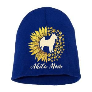 Akita Mom Dog Mom Sunflower American Akita Inu Gift Short Acrylic Beanie