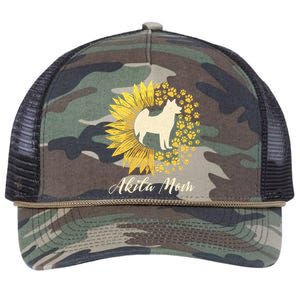 Akita Mom Dog Mom Sunflower American Akita Inu Gift Retro Rope Trucker Hat Cap