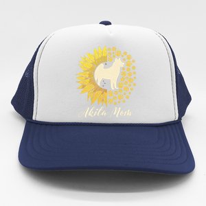 Akita Mom Dog Mom Sunflower American Akita Inu Gift Trucker Hat