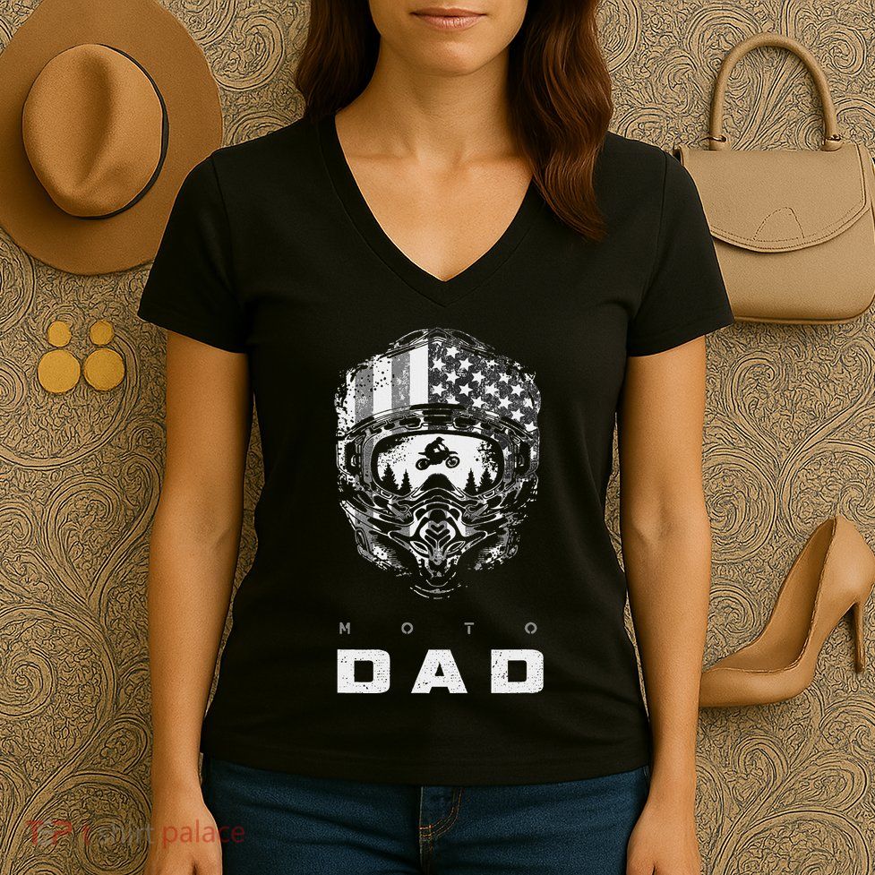 American Motocross Dad Dirt Bike Apparel Motocross Women's V-Neck T-Shirt