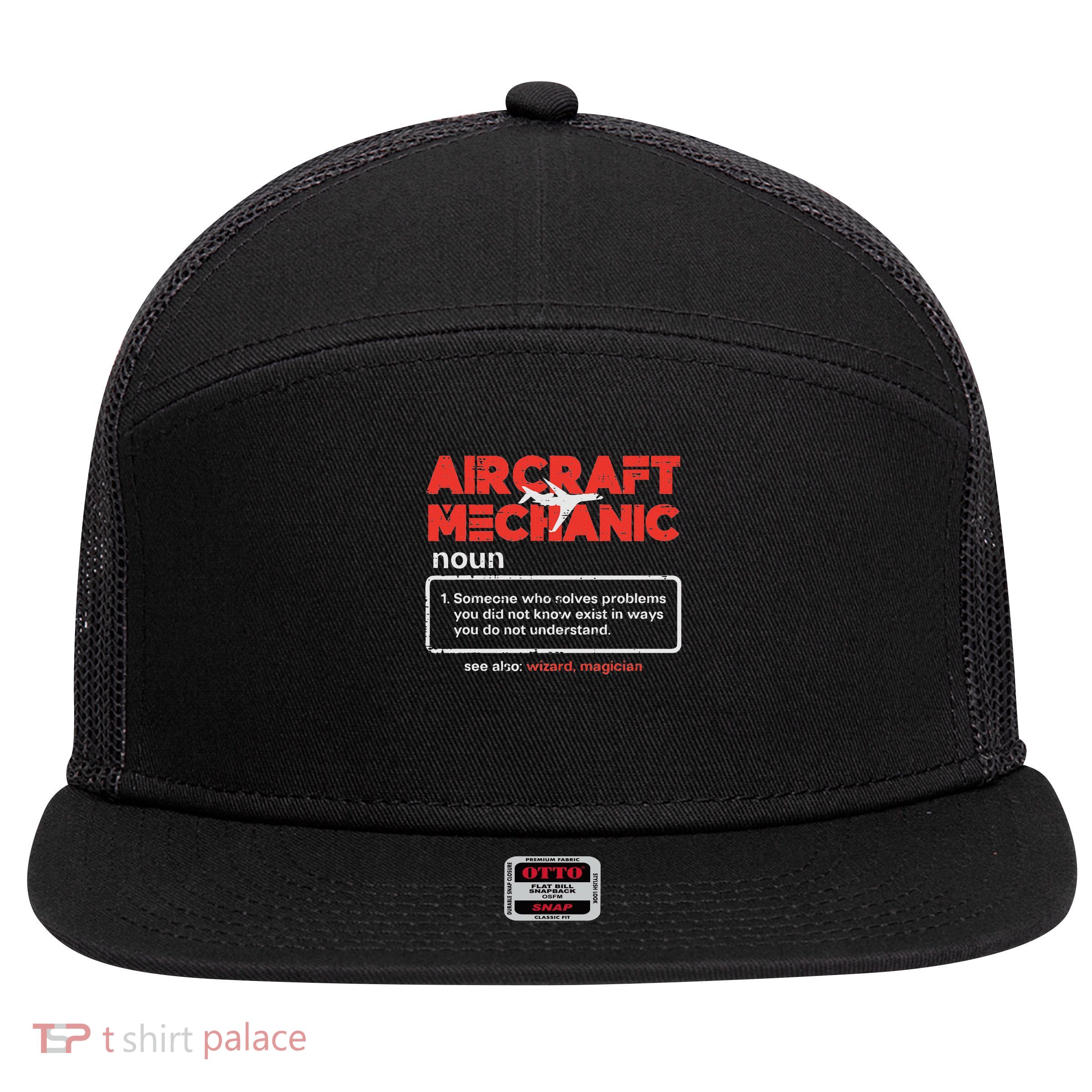 Aircraft Mechanic Definition Airplane Technician  7 Panel Mesh Trucker Snapback Hat