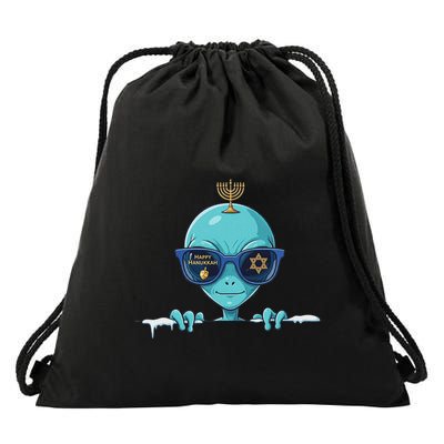 Alien Menorah Dreidel Jewish Hanukkah Drawstring Bag