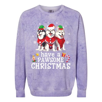 Alaskan Malamute Dogs Merry Mom Dad Have A Pawsome Christmas Gift Colorblast Crewneck Sweatshirt