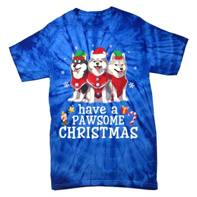 Alaskan Malamute Dogs Merry Mom Dad Have A Pawsome Christmas Gift Tie-Dye T-Shirt