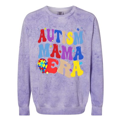 Autism Mama Era Groovy Autism Mom Mothers Day Great Gift Colorblast Crewneck Sweatshirt