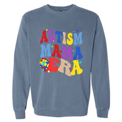 Autism Mama Era Groovy Autism Mom Mothers Day Great Gift Garment-Dyed Sweatshirt