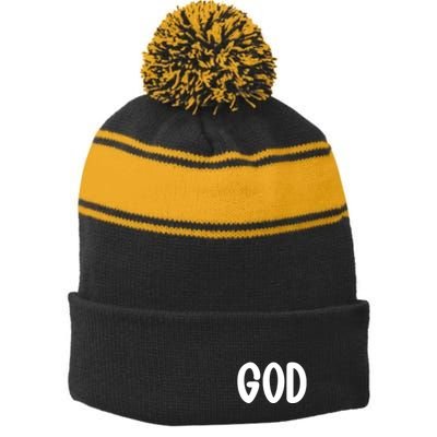 Agree Move End With God Never Doubt Amen God Front Back Stripe Pom Pom Beanie