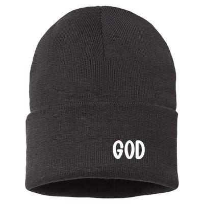 Agree Move End With God Never Doubt Amen God Front Back Sustainable Knit Beanie