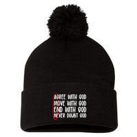 Agree Move End With God Never Doubt Amen God Front Back Pom Pom 12in Knit Beanie