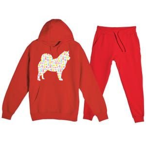 Alaskan Malamute Easter Bunny Dog Silhouette Premium Hooded Sweatsuit Set