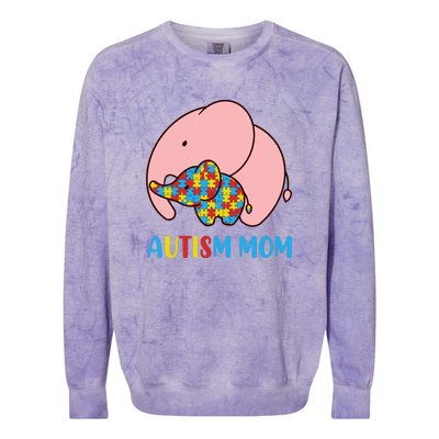 Autism Mom Elephant Autism Awareness Month Gift Colorblast Crewneck Sweatshirt