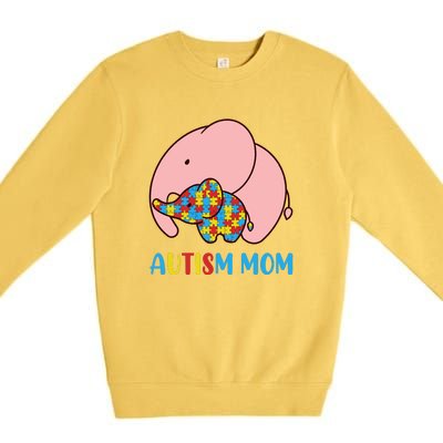 Autism Mom Elephant Autism Awareness Month Gift Premium Crewneck Sweatshirt