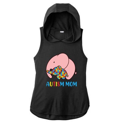 Autism Mom Elephant Autism Awareness Month Gift Ladies PosiCharge Tri-Blend Wicking Draft Hoodie Tank