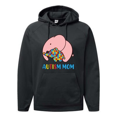 Autism Mom Elephant Autism Awareness Month Gift Performance Fleece Hoodie