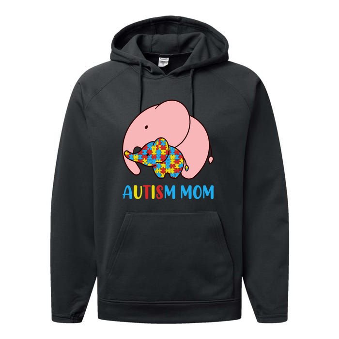 Autism Mom Elephant Autism Awareness Month Gift Performance Fleece Hoodie