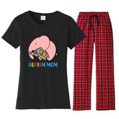 Autism Mom Elephant Autism Awareness Month Gift Women's Flannel Pajama Set