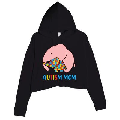 Autism Mom Elephant Autism Awareness Month Gift Crop Fleece Hoodie