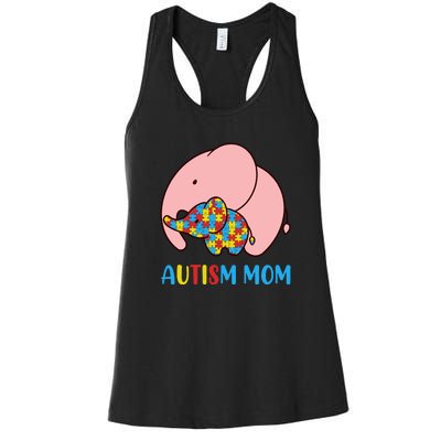 Autism Mom Elephant Autism Awareness Month Gift Women's Racerback Tank