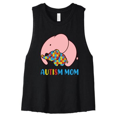 Autism Mom Elephant Autism Awareness Month Gift Women's Racerback Cropped Tank