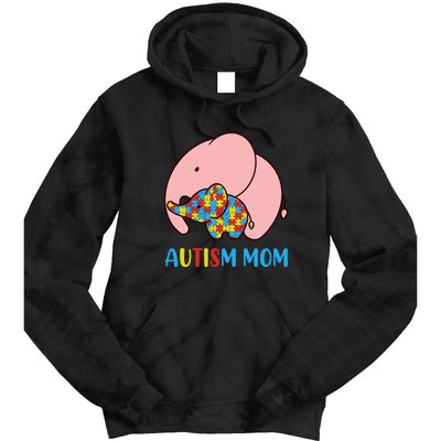 Autism Mom Elephant Autism Awareness Month Gift Tie Dye Hoodie