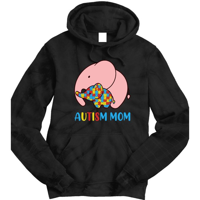 Autism Mom Elephant Autism Awareness Month Gift Tie Dye Hoodie