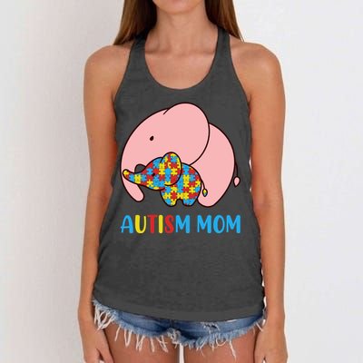 Autism Mom Elephant Autism Awareness Month Gift Women's Knotted Racerback Tank