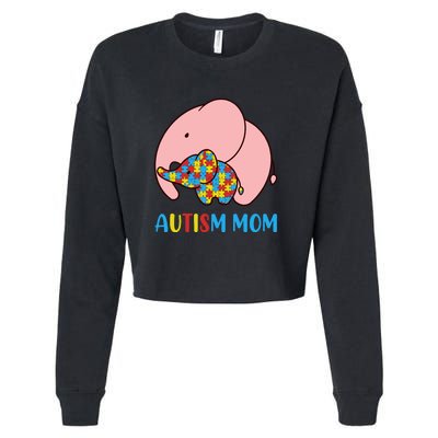 Autism Mom Elephant Autism Awareness Month Gift Cropped Pullover Crew