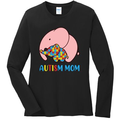 Autism Mom Elephant Autism Awareness Month Gift Ladies Long Sleeve Shirt