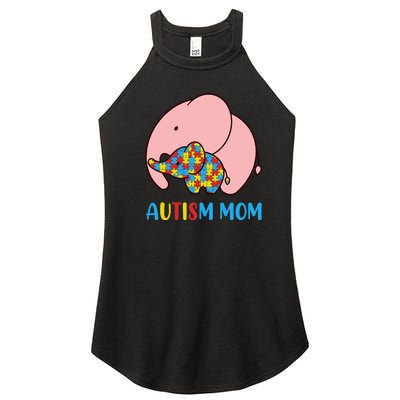 Autism Mom Elephant Autism Awareness Month Gift Women's Perfect Tri Rocker Tank