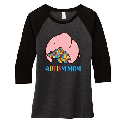 Autism Mom Elephant Autism Awareness Month Gift Women's Tri-Blend 3/4-Sleeve Raglan Shirt