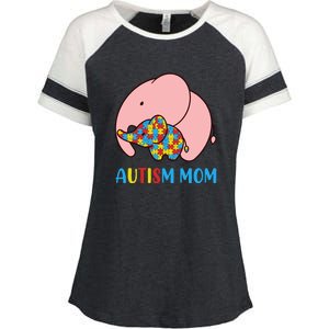 Autism Mom Elephant Autism Awareness Month Gift Enza Ladies Jersey Colorblock Tee