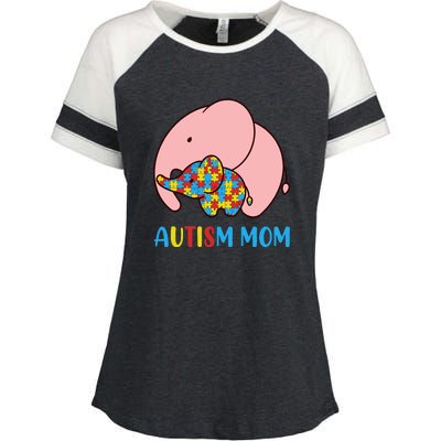 Autism Mom Elephant Autism Awareness Month Gift Enza Ladies Jersey Colorblock Tee