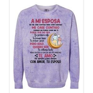 A Mi Esposa No Me Case Contigo Para Vivir Contigo Colorblast Crewneck Sweatshirt