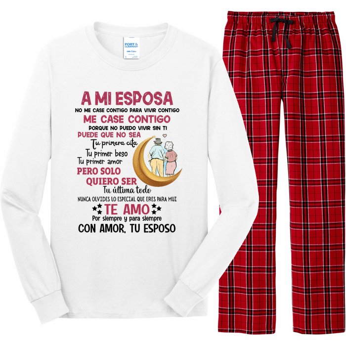 A Mi Esposa No Me Case Contigo Para Vivir Contigo Long Sleeve Pajama Set