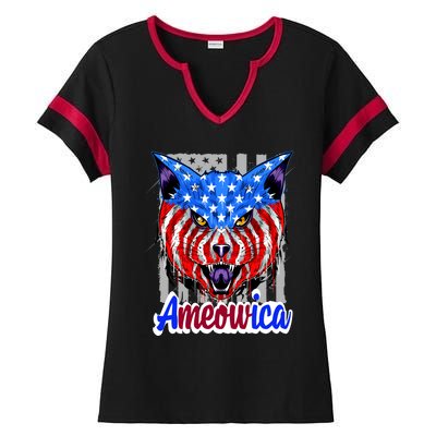 Ameowica Ladies Halftime Notch Neck Tee