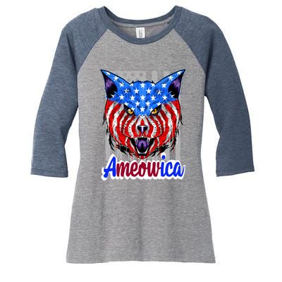 Ameowica Women's Tri-Blend 3/4-Sleeve Raglan Shirt