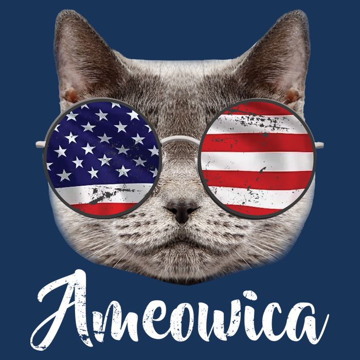 Ameowica America USA Cat Sunglasses Flag Baby Bodysuit