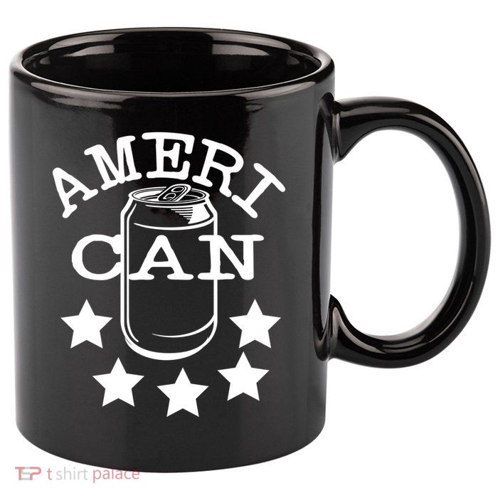 Ameri Can American Beer 11oz C Handle Ceramic Mug