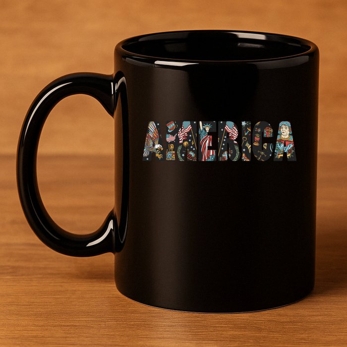 America 11oz C Handle Ceramic Mug