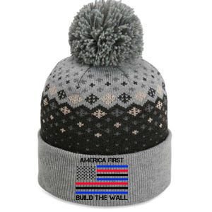 America First Build The Wall Flag The Baniff Cuffed Pom Beanie