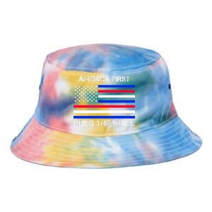 America First Build The Wall Flag Tie Dye Newport Bucket Hat