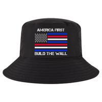 America First Build The Wall Flag Cool Comfort Performance Bucket Hat