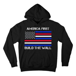 America First Build The Wall Flag Hoodie