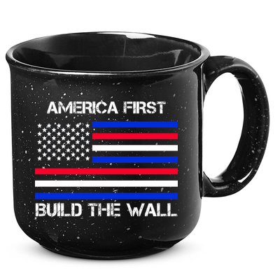 America First Build The Wall Flag 15oz Campfire Ceramic Mug