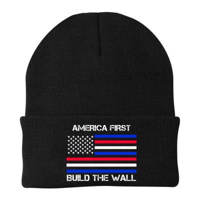 America First Build The Wall Flag Beanie