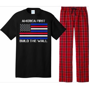 America First Build The Wall Flag Pajama Set