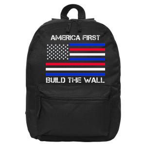 America First Build The Wall Flag 16 in Basic Backpack